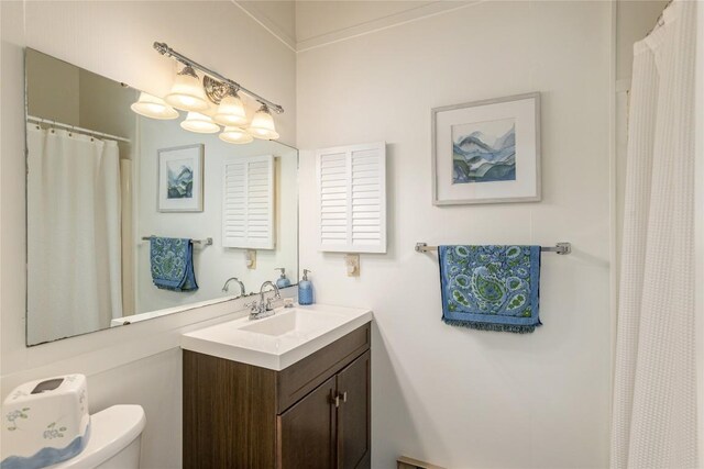 47 Red Bud Ct, Sapphire, NC 28774 - bathroom with vanity, toilet, and a shower with shower curtain