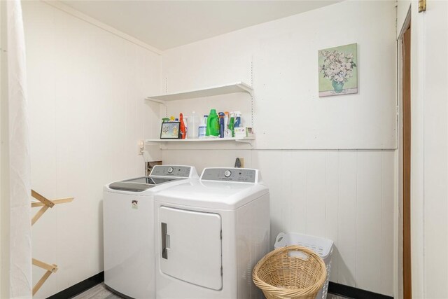 47 Red Bud Ct, Sapphire, NC 28774 - washroom featuring washer and dryer and wainscoting