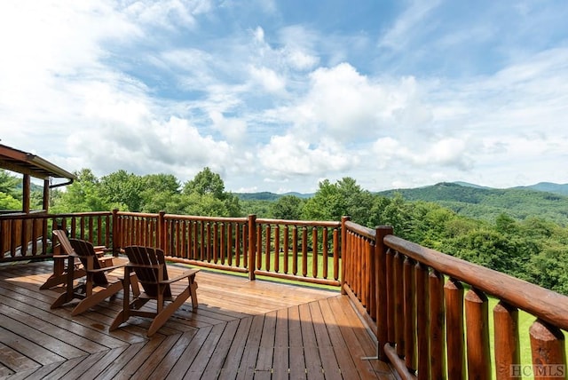 deck with a mountain view