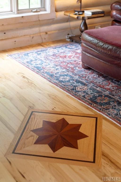 interior details featuring rustic walls