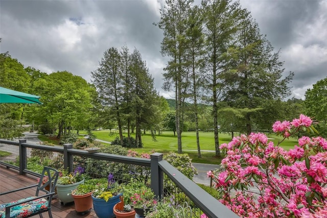 226 Sky Lake Dr, Highlands, NC 28741 - balcony with view of wooded area
