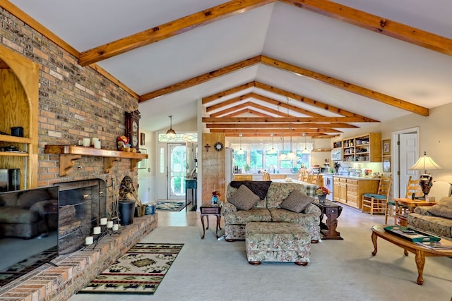 70 Fairway Ln, Sky Valley, GA 30537 - carpeted living room featuring a fireplace