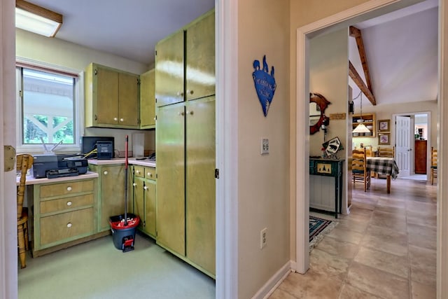 70 Fairway Ln, Sky Valley, GA 30537 - kitchen featuring green cabinets and light countertops