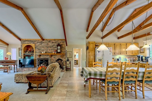 70 Fairway Ln, Sky Valley, GA 30537 - dining area with a brick fireplace