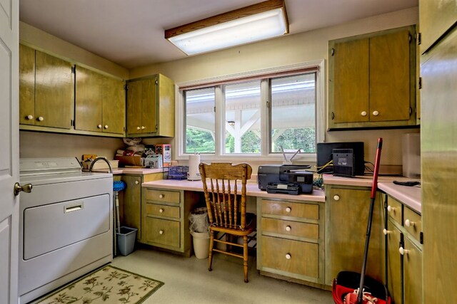 70 Fairway Ln, Sky Valley, GA 30537 - office area with washer / dryer and built in desk