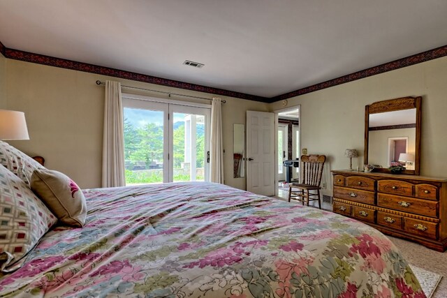 70 Fairway Ln, Sky Valley, GA 30537 - bedroom featuring carpet and access to outside