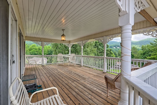 70 Fairway Ln, Sky Valley, GA 30537 - deck featuring a mountain view and view of scattered trees