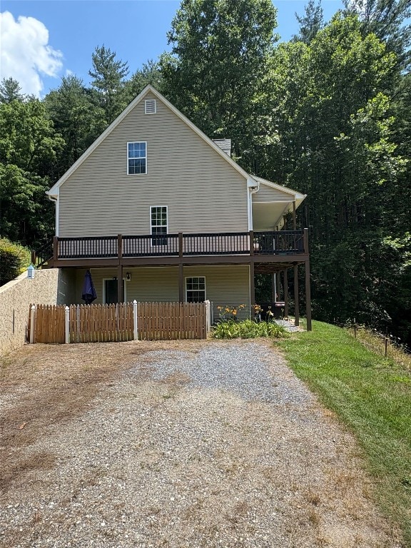 210 Triple Fork Rd, Cullowhee, NC 28723 - view of front of house featuring gravel driveway and a wooden deck