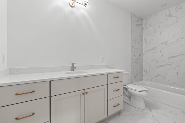 1310 New Settlers Way, Glenville, NC 28736 - full bathroom with vanity, marble finish flooring, and shower / tub combination