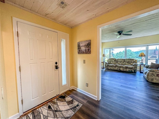 34 Sun Valley Cir Unit 8001, Sky Valley, GA 30537 - foyer entrance featuring dark wood-type flooring, wooden ceiling, and ceiling fan