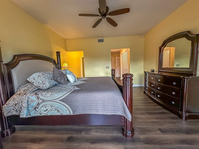 34 Sun Valley Cir Unit 8001, Sky Valley, GA 30537 - bedroom featuring wood finished floors, vaulted ceiling, and ceiling fan