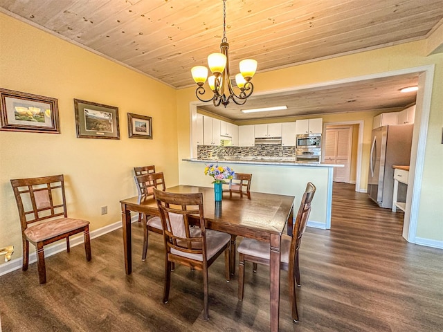 34 Sun Valley Cir Unit 8001, Sky Valley, GA 30537 - dining space with dark wood-type flooring, a chandelier, and wooden ceiling