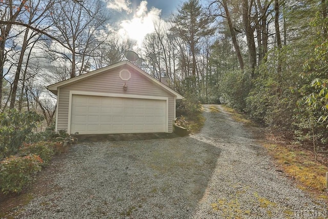 view of detached garage