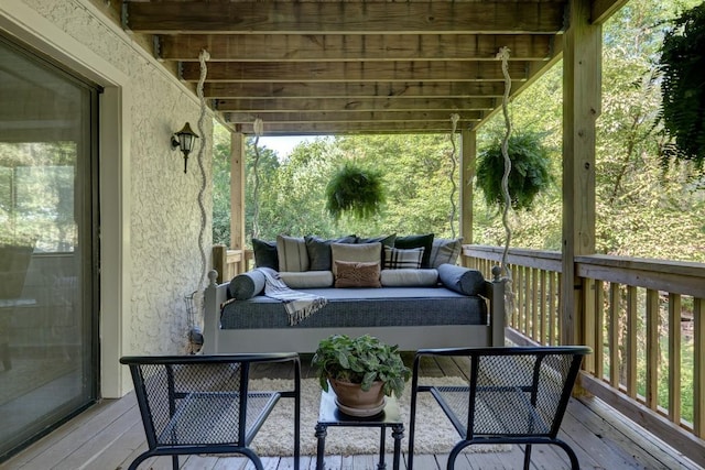15 Elm Ct, Highlands, NC 28741 - wooden deck featuring an outdoor hangout area