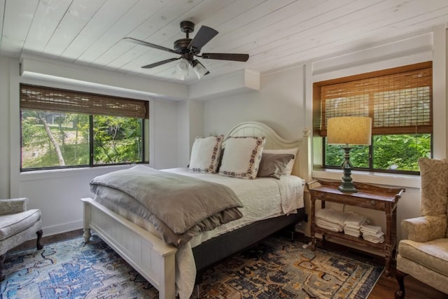 15 Elm Ct, Highlands, NC 28741 - bedroom with wood finished floors, wooden ceiling, and a ceiling fan