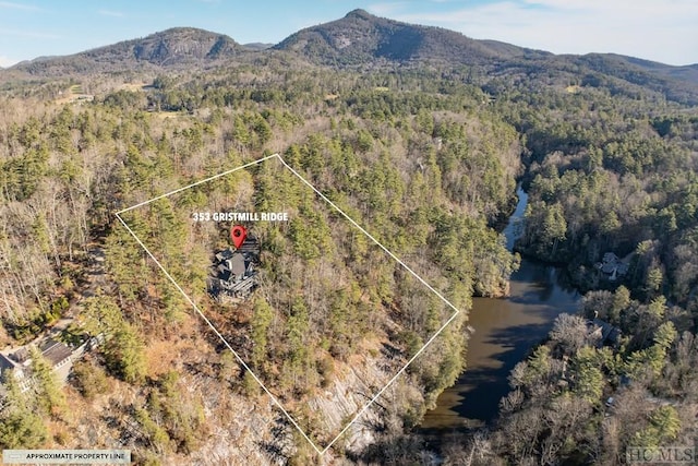 birds eye view of property with a mountain view