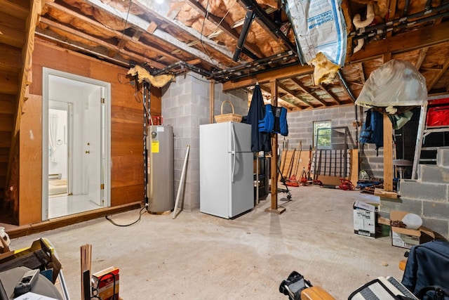 145 Mount Lori Dr, Highlands, NC 28741 - below grade area featuring freestanding refrigerator and water heater