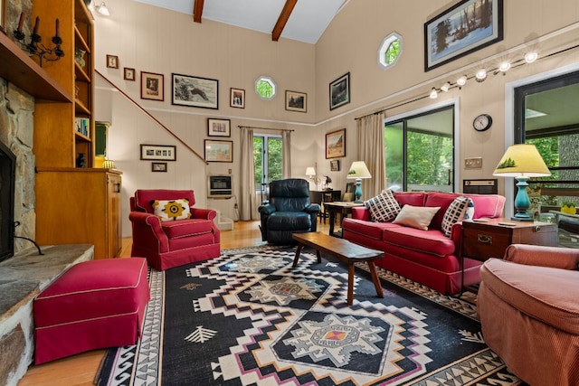 145 Mount Lori Dr, Highlands, NC 28741 - living area with a towering ceiling and wood finished floors