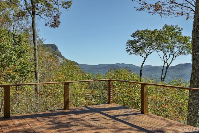 deck featuring a mountain view