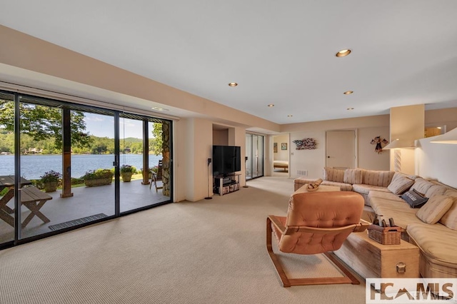 43 Chimney Pt, Lake Toxaway, NC 28747 - living area with light carpet and recessed lighting