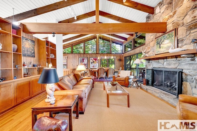 43 Chimney Pt, Lake Toxaway, NC 28747 - living area featuring a fireplace and light wood-type flooring