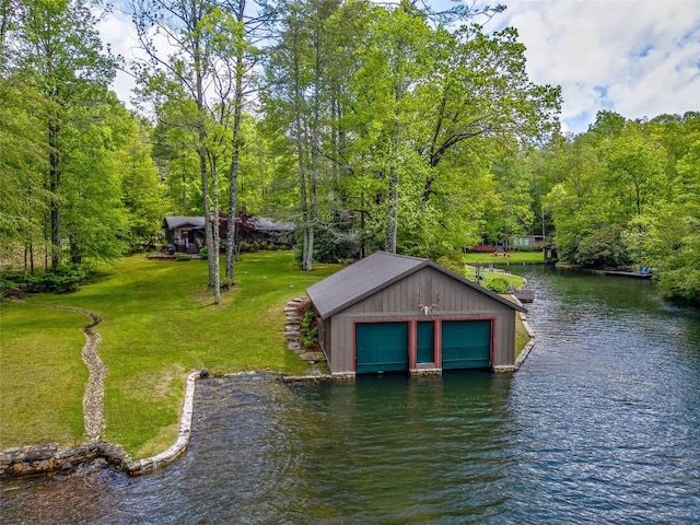 145 Island Point Rd, Lake Toxaway, NC 28747 - dock area with a water view and a yard