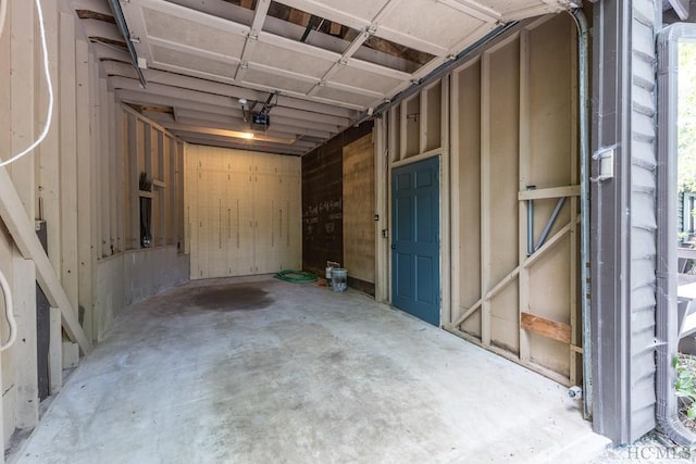 garage with a garage door opener