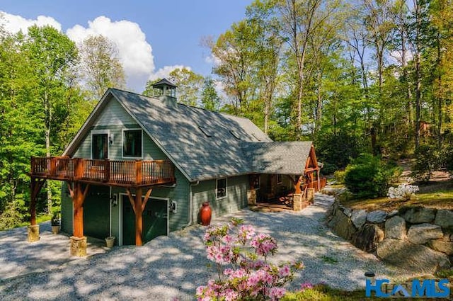 178 Whetstone Gap Rd, Lake Toxaway, NC 28747 - view of front of home with a deck and a chimney