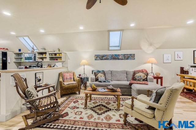 178 Whetstone Gap Rd, Lake Toxaway, NC 28747 - living room featuring light wood-type flooring, recessed lighting, and a ceiling fan