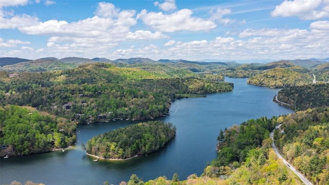 67 Chipmunk Trl, Glenville, NC 28736 - drone / aerial view of a water and mountain view and a heavily wooded area