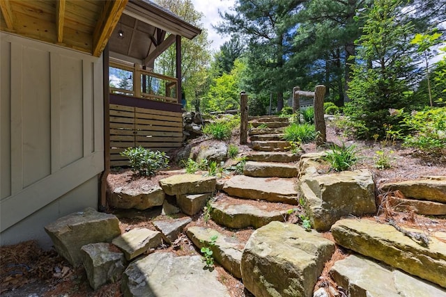 67 Chipmunk Trl, Glenville, NC 28736 - view of yard with stairs and a deck