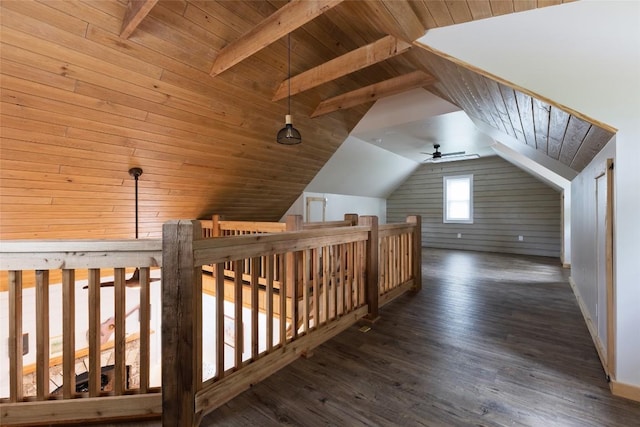 67 Chipmunk Trl, Glenville, NC 28736 - additional living space with wooden ceiling, wood finished floors, and a ceiling fan