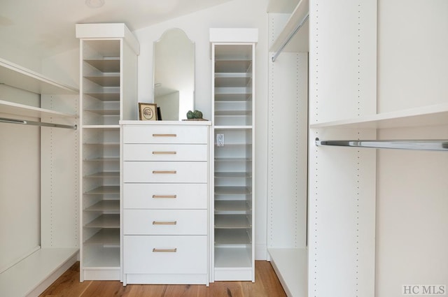 walk in closet featuring hardwood / wood-style flooring