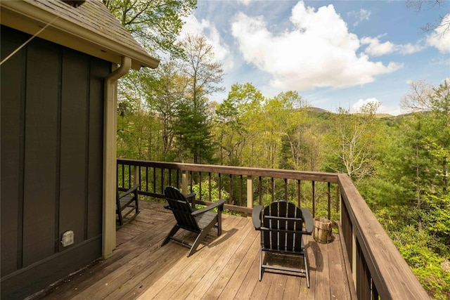 deck with a forest view