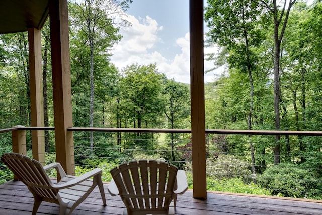 40 Piney Ridge Ct, Sapphire, NC 28774 - wooden terrace featuring a view of trees