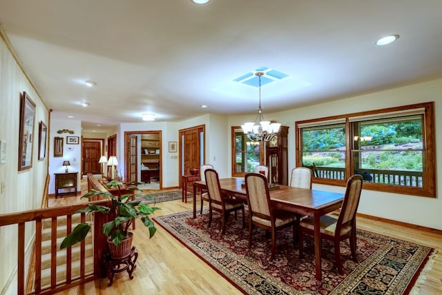 40 Piney Ridge Ct, Sapphire, NC 28774 - dining room with a chandelier, light wood-type flooring, and recessed lighting
