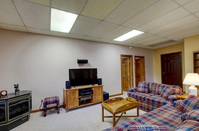 40 Piney Ridge Ct, Sapphire, NC 28774 - living room featuring light carpet and a paneled ceiling