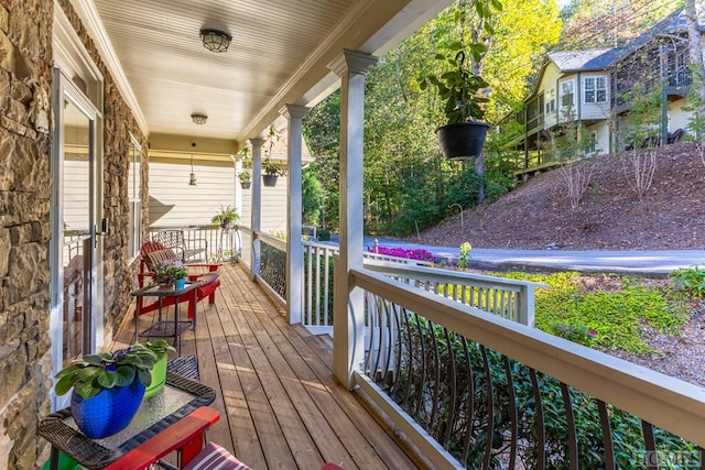 wooden deck with a porch