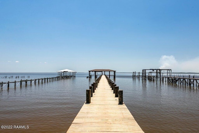 view of dock featuring a water view