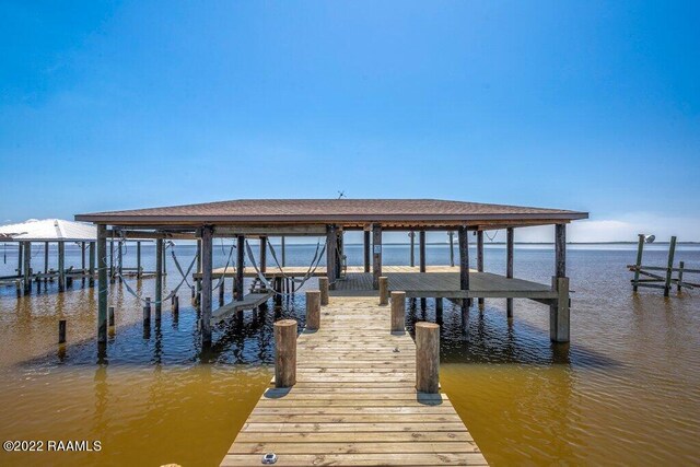 view of dock featuring a water view