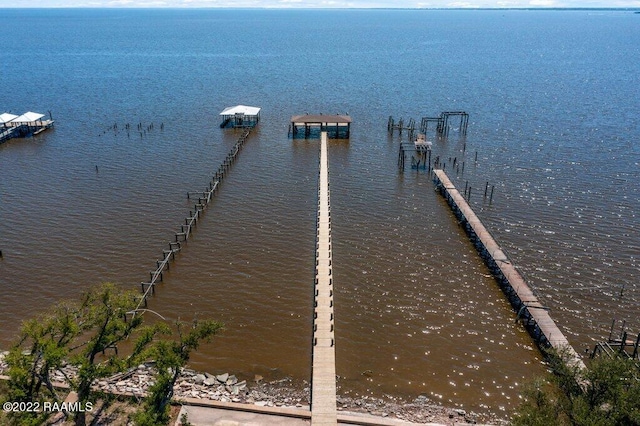 dock area featuring a water view