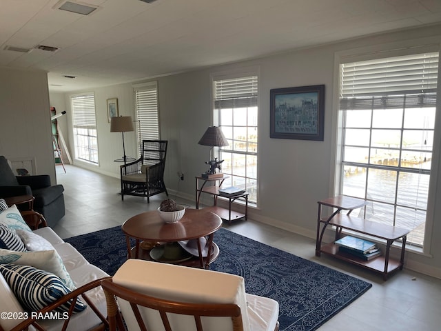 view of tiled living room