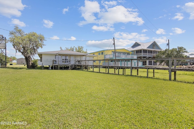 view of yard featuring a wooden deck