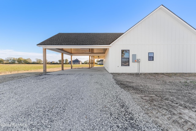 exterior space featuring a carport