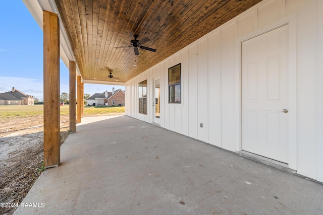 view of patio / terrace featuring ceiling fan