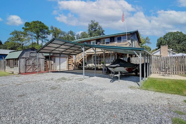 view of parking with a carport