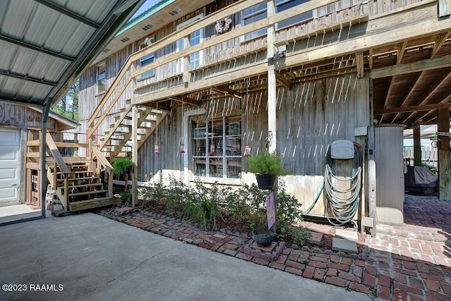 entrance to property featuring a garage