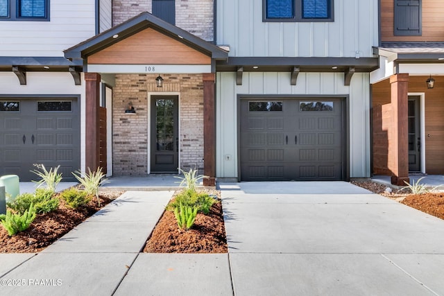 property entrance with a garage