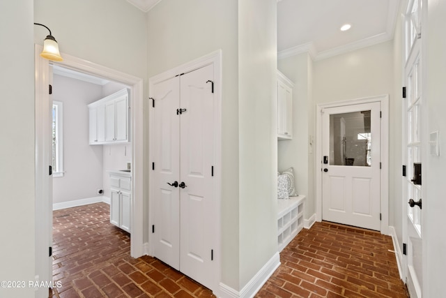 interior space featuring ornamental molding