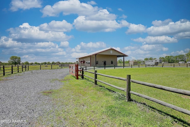 exterior space with a rural view